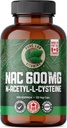 ויטמין מעבדה טהור NAC (N-Acetyl-Cysteine) 600 מ"ג - 120 כובעים המיוצר בקנדה