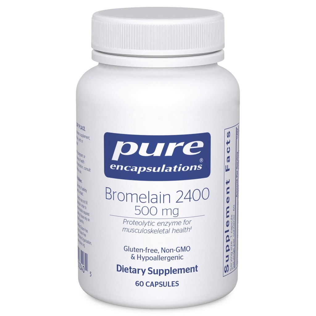 Pure Encapsulations Bromelain 2400 500 מ"ג - עבור תמיכה תזונתית & Musculoskeletal בריאות - תמיכה משותפתs & שריר התאוששות * - Proteolytic Enzy - טבעוני - 60 קפסולות