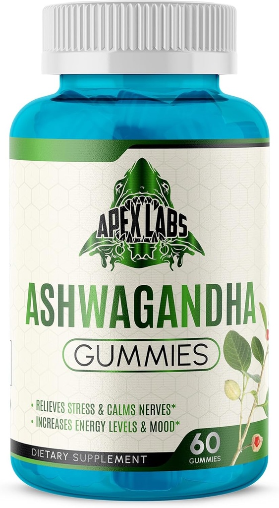 Ashwagandha Gummies - 60 הרוזן - מעורב ברי, KSM-66, טבעוני, צמחי מבוסס, non-GMO, Gluten-Free & Gelatin חינם להירגע
