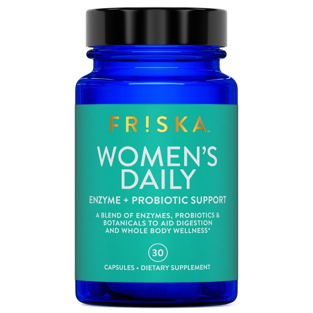 Enzyme ו-Probiotics של FRISKA Women's Daily Digestive Enzyme and Probiotics, Advanced Natural Support for Women Digestive Health, Fights Bloating, Eases Digestion, תומך ב-Absorption תזונתית, 30 קפסולות