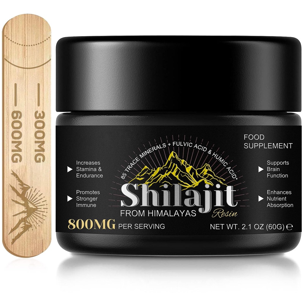 שילאג'יאט חיסן ההימלאיה הטהורה,Pure Shilajit with 85+ Trace מינרלים & Fulvic Acid for Energy and Immune of Men and Women 2.1 OZ (4 חודשים)