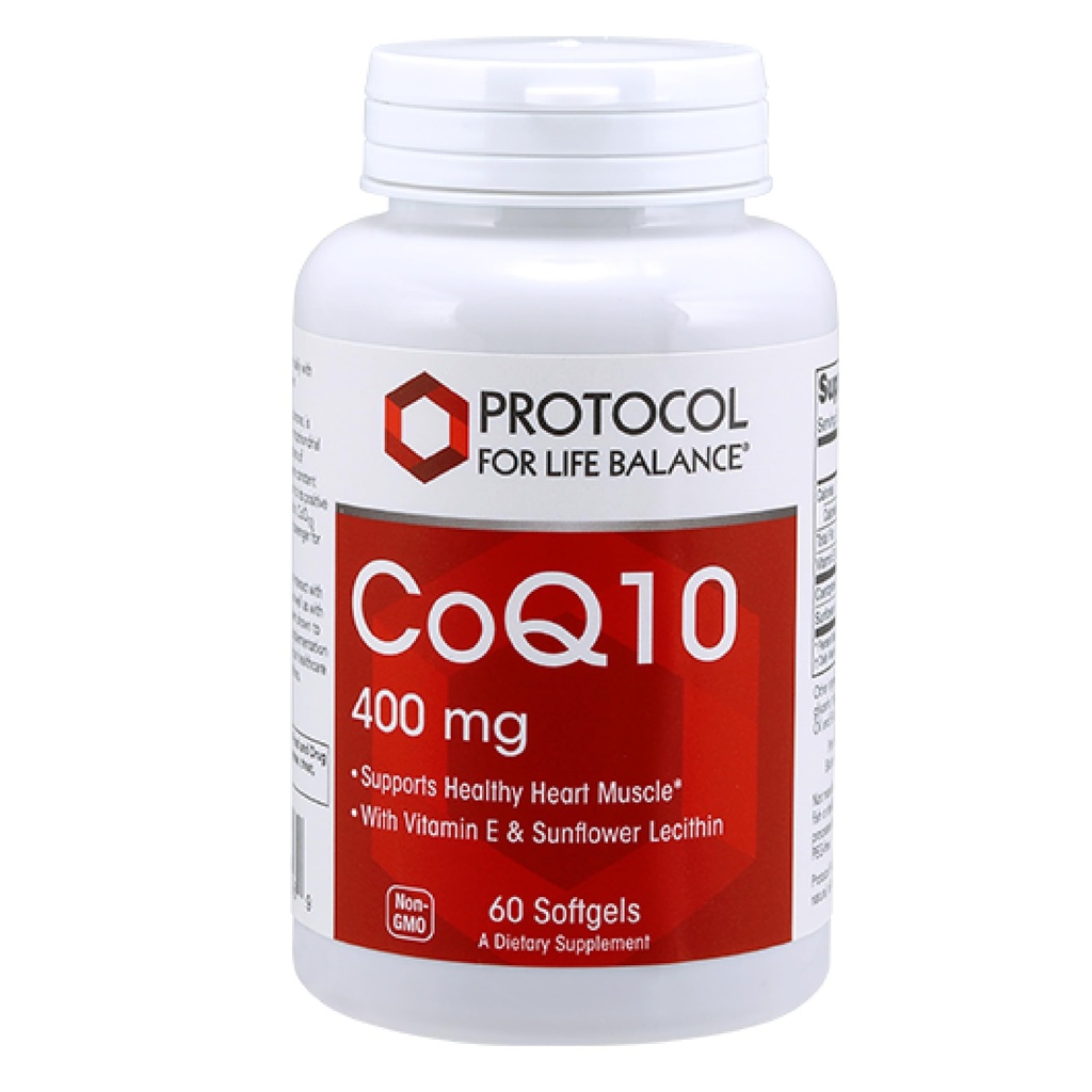 ProTOCOL for Life BALANCE CoQ10 400 מ"ג - עם ויטמין E & Soy Lecithin - CoQ10 תוסף - Halal & Egg חינם - 60 Softgels