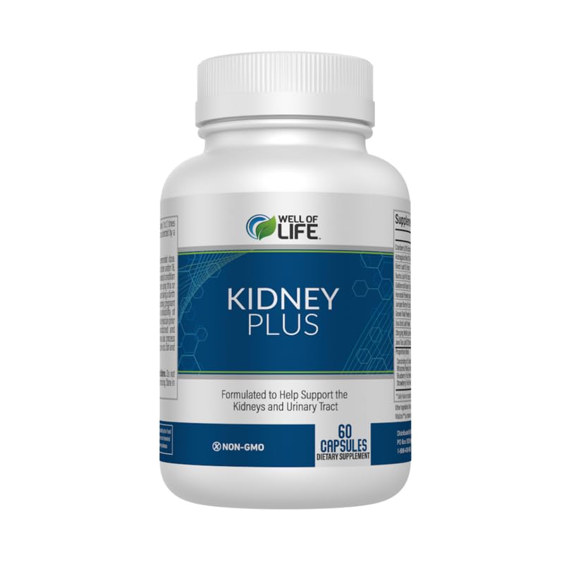 Well of Life: Kidney Plus 600 מ"ג עם פלט קרנברי, Astragalus Root, Java Tea-Leaf & נוגדי חמצון ל- Well-Being, Helps Healthy Kidney Function & Urinary Tract Wellness, 60 קפסולות