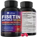 תוסף Fisetin - Liposomal Super Absorption 98% טהור 1200 מ"ג עם Quercetin, Resveratrol, Green Tea Extract for Healthy Aging & Longevity, Skin Health, Brain & Antioxidant - 60 Softgels