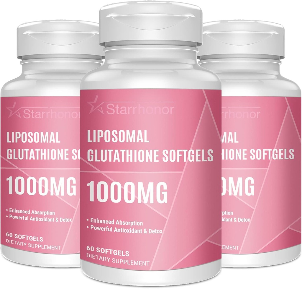 Glutathione Softgels 1500MG, מופחת Glutathione תוספת עם ויטמין C, Better Absorption, non-GMO Powerful Antioxidant for Healthy Aging, Detox, Immune Health, 180 Softgels