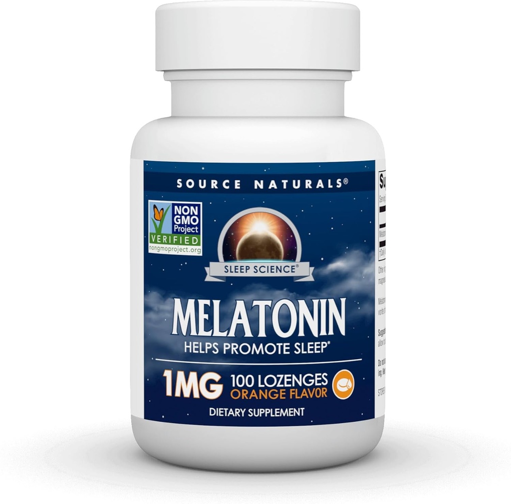 מקור Naturals Sleep Science Melatonin 1 מ"ג, 100 Orange Flavored Lozenges