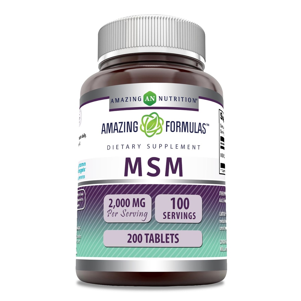 פורמולה מדהימה MSM (Methylsulfonylmethane) תוסף | 1000 Mg Per Serve | 200 טבליות | Non-GMO | Get Free | Made in USA