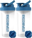 אוטופיה הביתה חלבונים Shakerבק - (Pack of 2) 28-Ounce Shaker בקבוקים למיקס חלבונים - Fitness Sports Classic Proteiner Shaker Bottle (Clear/Navy)