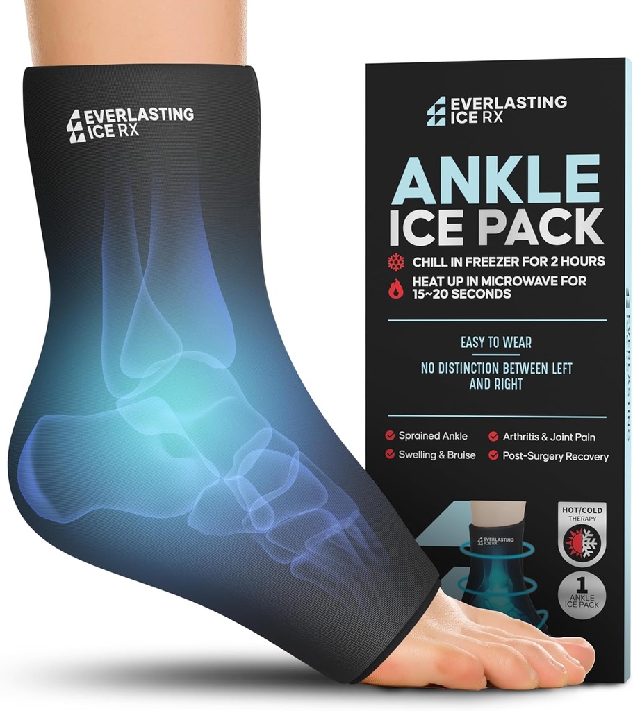 Ankle Ice Pack Wrap for Swelling, Reusable Foot Ice Pack Wrap - Cold Compression Therapy for Pain Relief, Plantar Fasciitis, Sparrow Ankles, Achilles Tendonitis הקלה