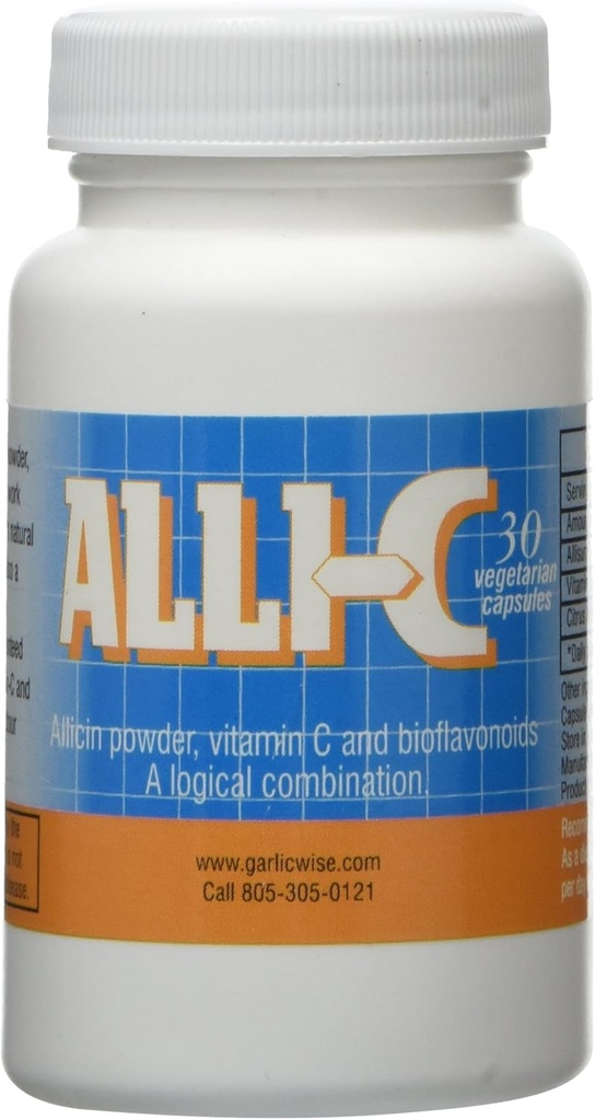AllI-C Allicin עם ויטמין C ו- Bioflavonoids - 30 קפסולות צמחוניות ללכוד את הכוח של Garlic