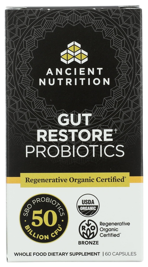 תזונה עתיקה אורגנית Gut לשחזר Probiotics 50B, 60 Ct