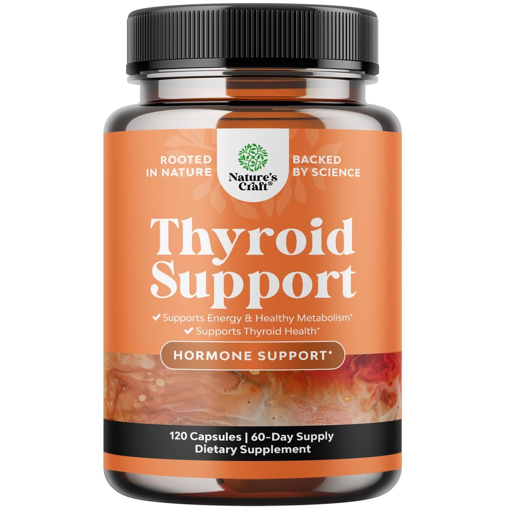 Herbal Thyroid Support Complex - Potent Kelp Iodine תוסף עם L Tyrosine, Blawdderrack, Selenium & Pure Ashwagandha עבור איזון הורמונלי - Mood & Energy Dietary Pills - 120 קפסולות הליאל