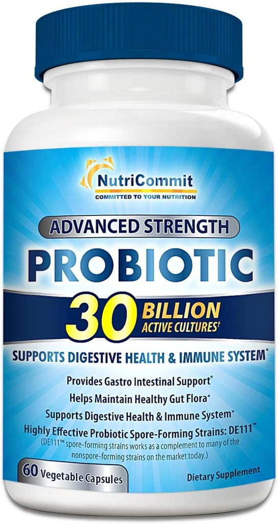 30 מיליארד Probiotics תוסף | 10 סטרינס נדיר מבחינה מדעית של Bacillus subtilis & Bacillus coagulans prebiotic תמיכה אופטימאלי Immune & Digestive בריאות (1 Daily)