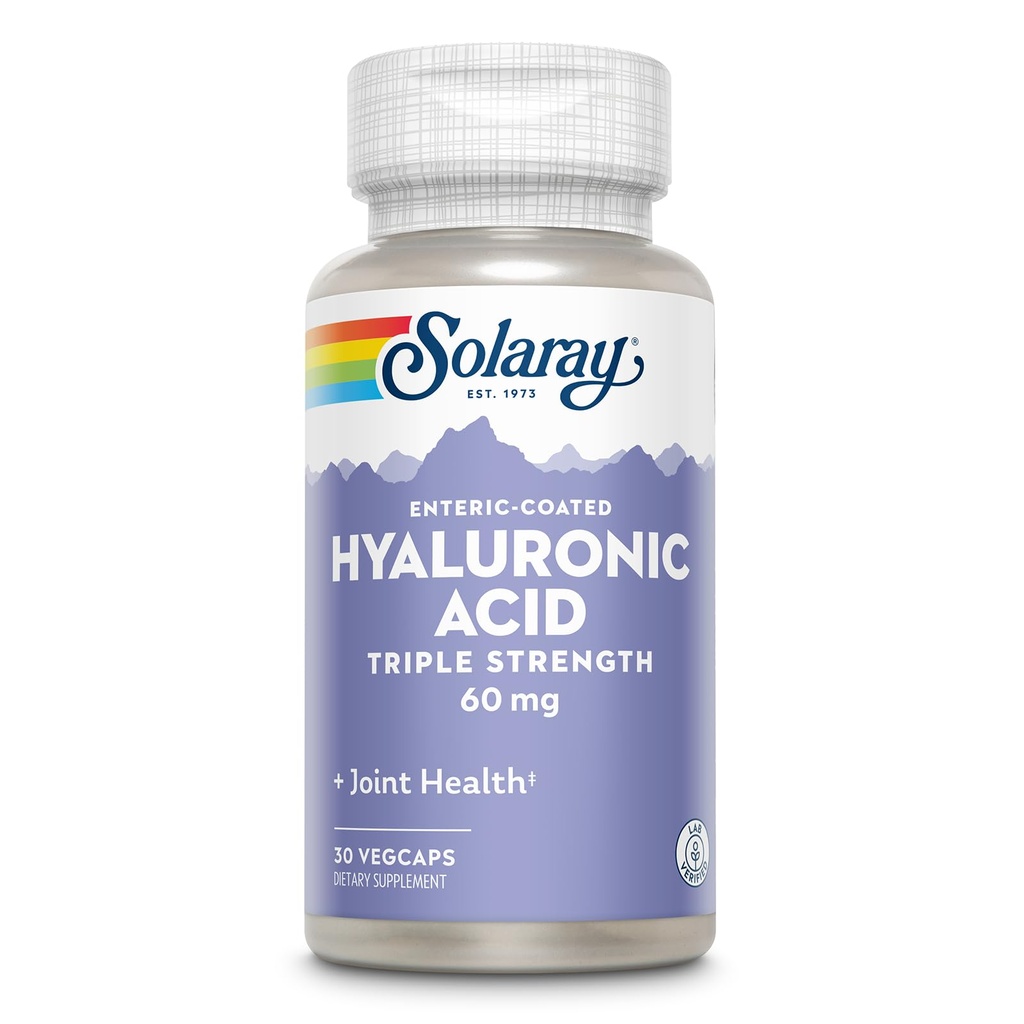 SOLAרי Hyaluronic Acid Triple Power - תמיכה בעור אלסטיות וחברותיות - פלוס ויטמין C - מעבדה מאומתת, 60 יום החזר כספי מובטח, 30 משרתים, 30 VegCaps