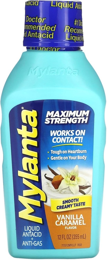 Mylanta Antacid & Gas הקלה, פורמולה כוח מקסימלי, Vanilla Karamel Flavor, 12 Fluid Ounce