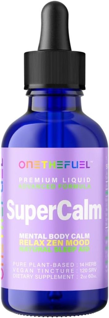 Super Calm 2oz Plant-based Mental Health Nervous Calming Body Nerves להרגיע 100% מזון טבעי מגנזיום טהור 14-in-1 צמחים Chamomile + Tincture נוזל נוזלי