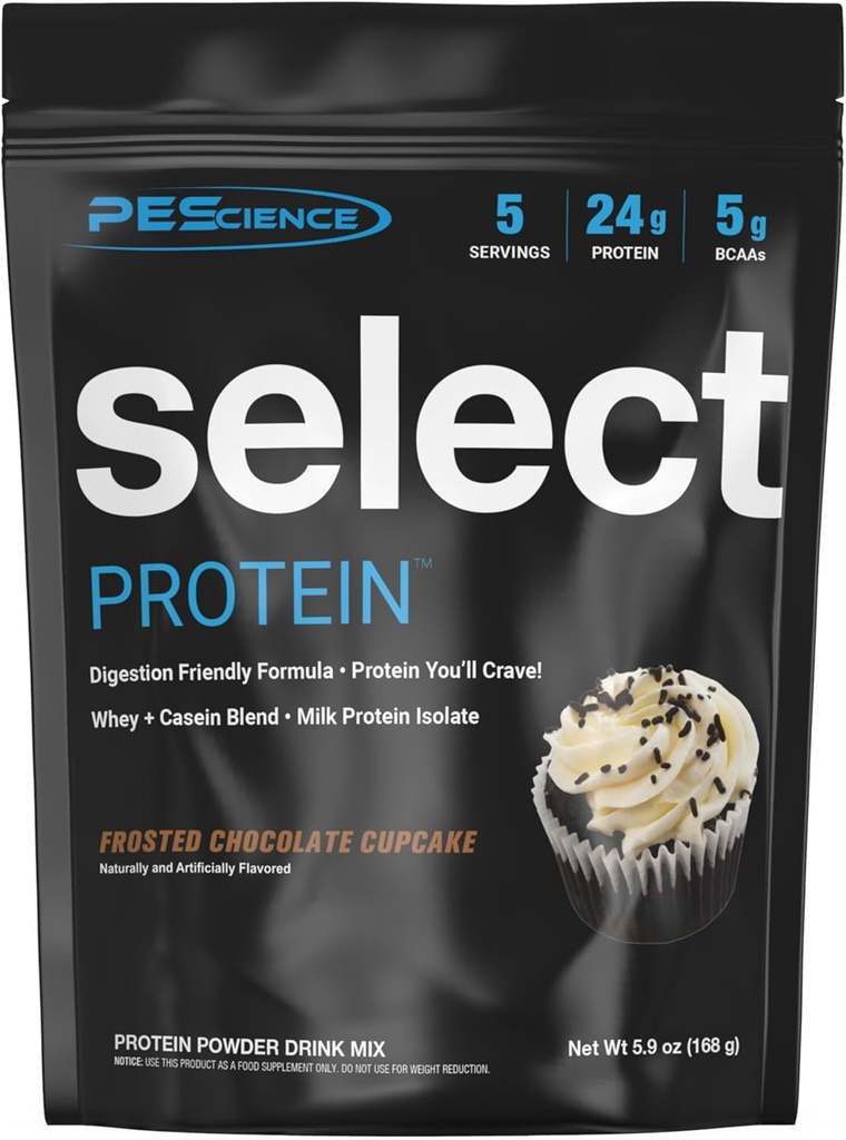 PEScience בחר אבקת חלבון, Whey ו- Casein בלגן, אבקת חלבון נקייה לנשים וגברים, קלוריות נמוכה, פחמימות נמוכות, Keto Friendly, Gluten Free - Frosted Chocolate Cupcake - 5 משרתים