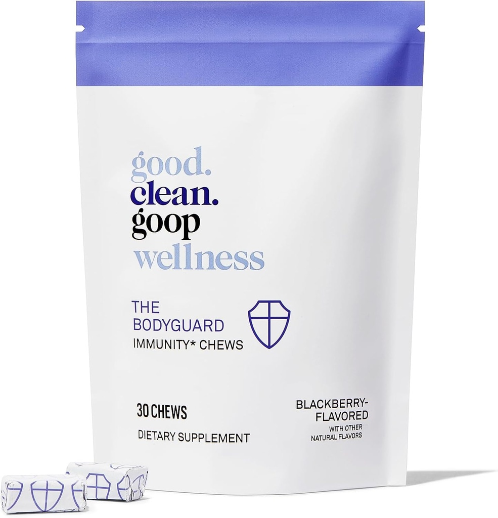 Good.clean.goop Wellness The Bodyguard Immunity Chews | תוספת תזונתית לתמיכה ב-Immune | Elderberry Extractored & ויטמין D.Berry Flavored | Immune System Booster | חבילת 30 צ'אדות | Non-GMO