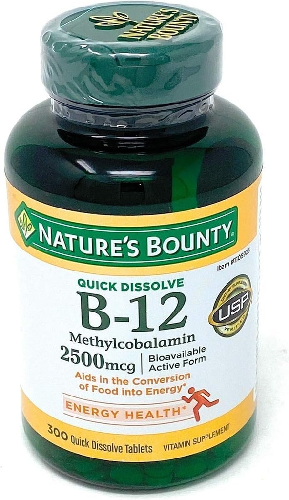 ויטמין B-12 2500 mcg, 300 טבליות במהירות