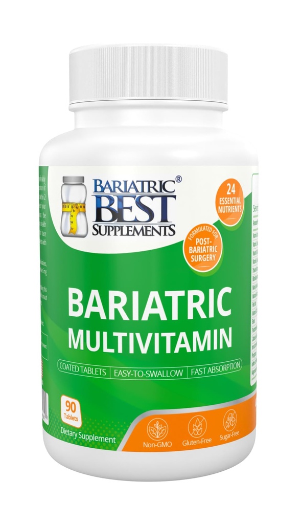 Bariatric Multivitamin with Iron for Post-Gastric Bypass & Op Surgery, תוספי אנרגיה, 90 טבליות, 24 חומרים מזינים חיוניים, פורמולה על ידי מנתחי Bariatric להנחיות ASMBS