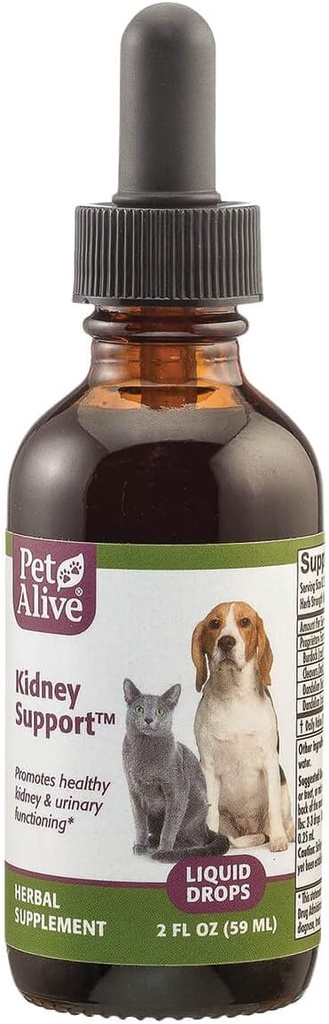 Pet Alive Kidney Support - All Natural Herbal תוסף מקדם קידני בריא ותפקוד שתן בחתולים וכלבים - 59 mL