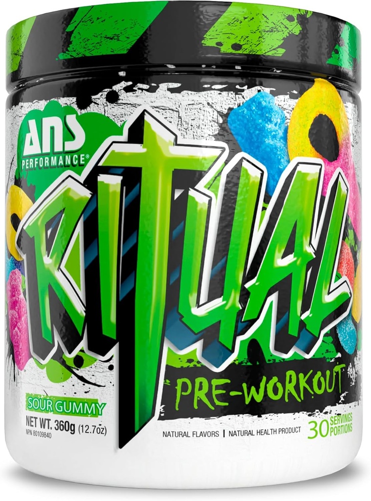 ביצועים Ritual Pre Workout (30 משרתים, 12.7 oz) - פורמולה מוקדמת מלאה - אנרגיה, פוקוס וכוח - להגדיל את כוח Output & Workout Volume - Endurance & Sta (Sour Gummy)
