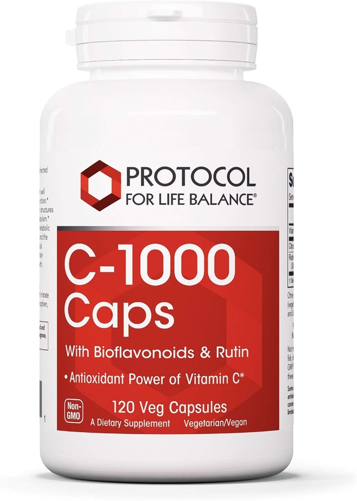 פרוטוקול ל-Life Balance - C-1000 Caps with Bioflavonoids and Rutin - Antioxidant Power of ויטמין C, תומך בתפקוד מערכת החיסון הבריא, מספק הגנה סלולרית - 120 קפסולות Veg