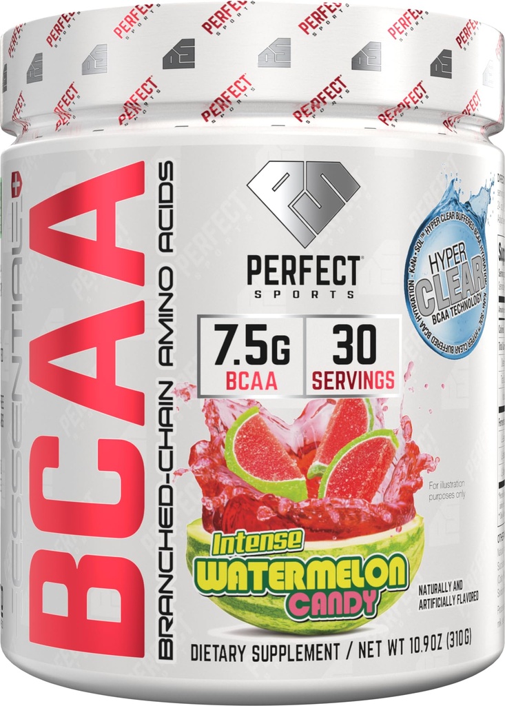 PERFECT SPORTS Essential BCAA Hyper Clear | KaNa-SolTM טכנולוגיה | 7.5g Vegan BCAAs | Zero Sugars, Carbs, or Calories | 30 משרתים (ממכר מים)