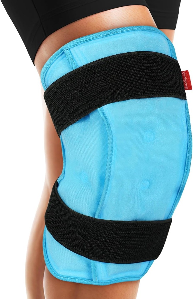 Comfytemp 3D Knee Ice Pack Wrap for Hurts Reusable Gel, FSA Eligible, Knee Cold Pack Brace פיזיתרפיה עבור Meniscus Tear, Leg Pain, החלפת, דלקת פרקים, התאוששות שרירים, ניתוח Get Well Gift