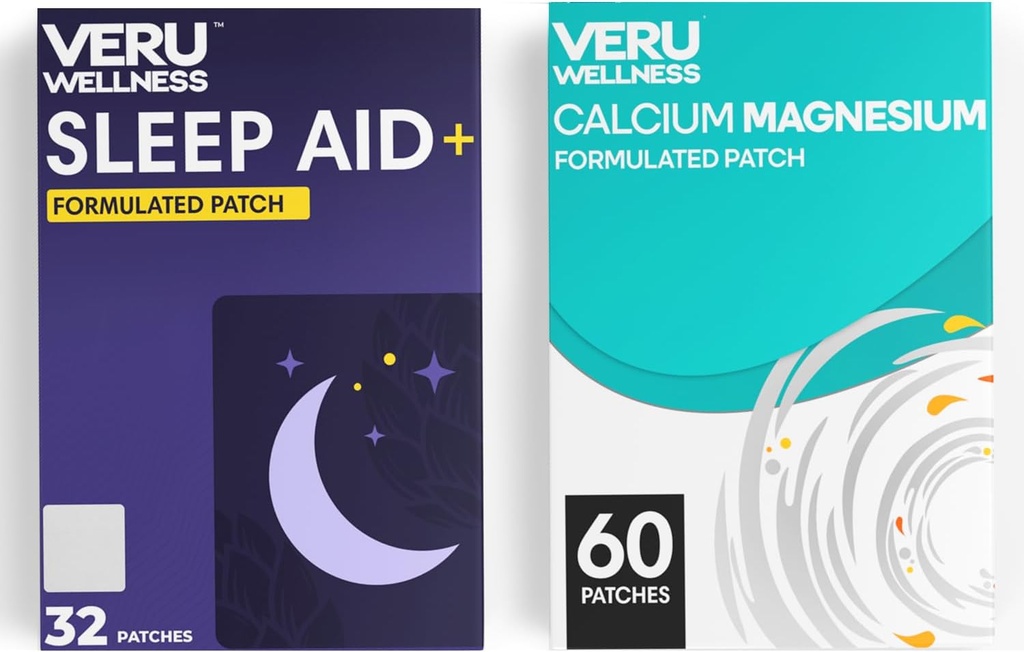 Veru Wellness Duo Lifestyle Patches - Melatonin, Magnesium - self Adhesive Time Release Topical Patch, 8-10 שעות (32 יום אספקה)