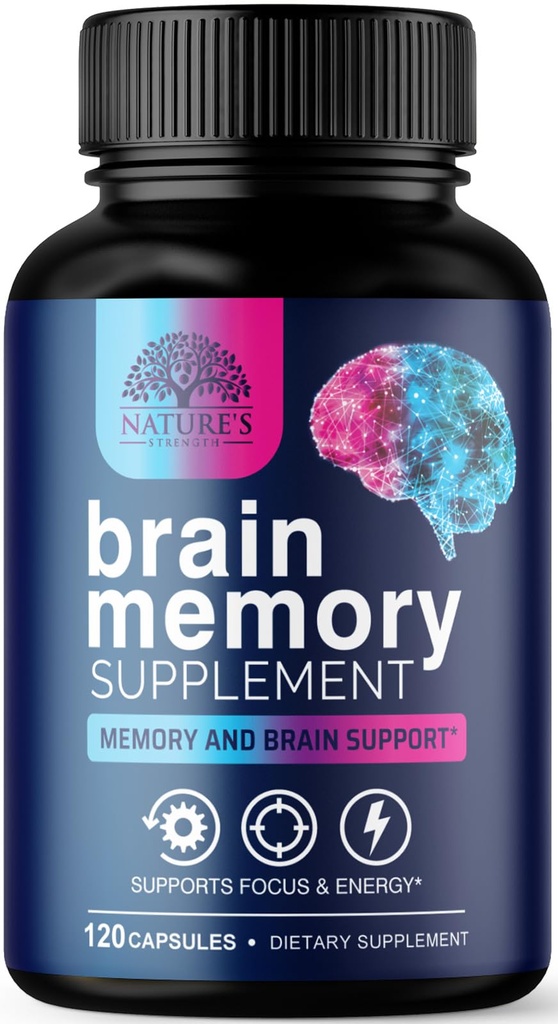 גלולות זיכרון המוח - 3X חיזוק nootropics עבור ריכוז, קלרנס ומקד תמיכה - ויטמין בריאות המוח עם Bacopa, Phosphatidylserine & DMAE, Brain Booster - 120 קפסולות