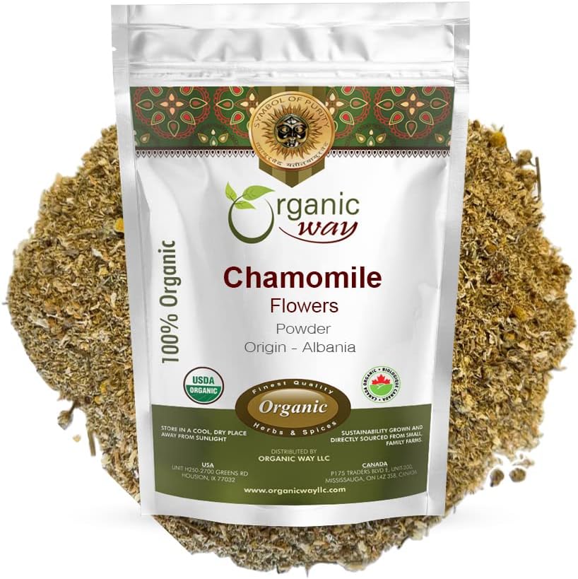 אבקת פרחים בסגנון אורגני Chamomile (Matricaria chamomilla) Herbal Tea - אירופי Wild-Harvest | אורגני & כשר מוסמך | Non GMO | USDA Certified | אלבניה (1/4 LB - 4 Oz)