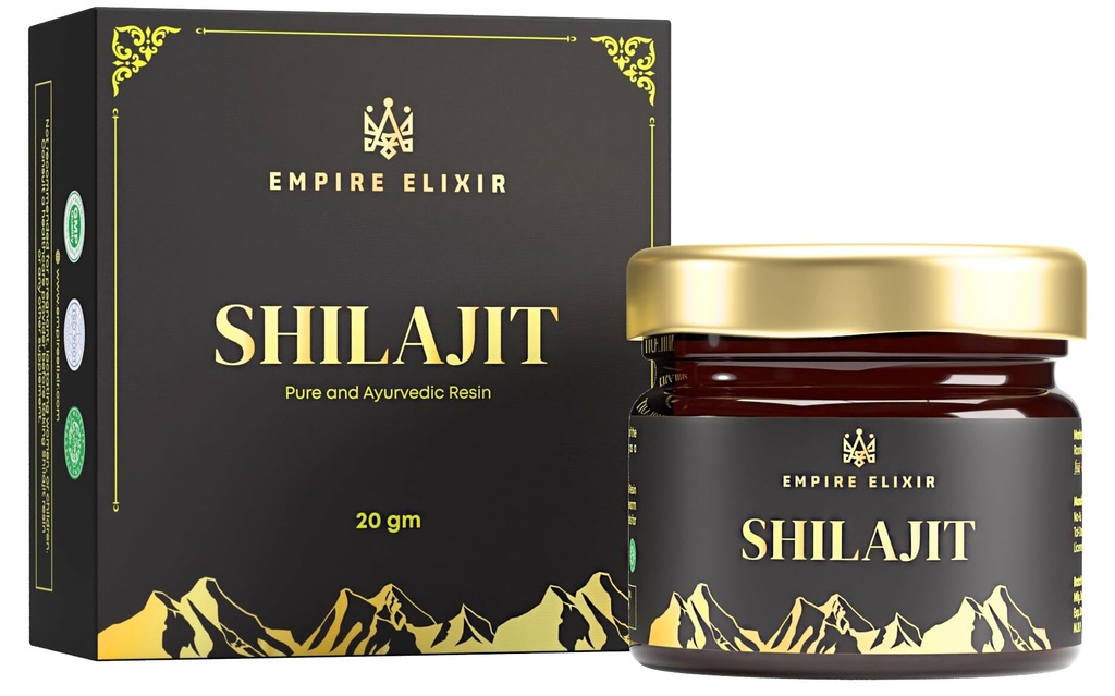 Shilajit Resin Pure ההימלאיה 20g ג'ר - על ידי האימפריה אלקסייר גבוה פוטנס זהב כיתה לגברים ונשים | תוספת מינרלים טבעית | אנרגיה Boost & Immune Support, 75% Fulvic Acid