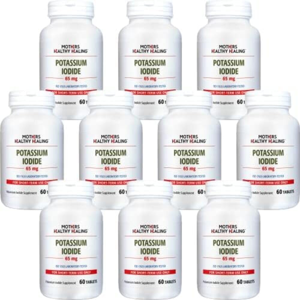 Potassium Iodide 65 מ"ג KI תוסף | 600 טבליות Iodide של Potassium Iodide; (קיצור טווח השימוש רק) טבליות פוטאסום לתמיכה Thyroid