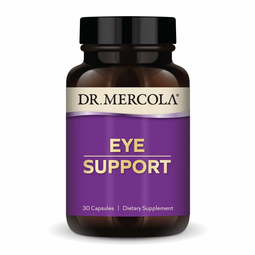 Dr. Mercola Eye Support - Supports Eye & Vision Health - עם Lutein, Zeaxanthin, אורגני Astaxanthin & Black Currant - non-GMO, Gluten-Free & Soy חינם - 30 קפסולות (30 משרתים)