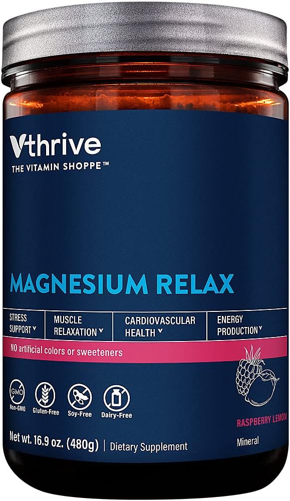 Magnesium להירגע אבקת - תמיכה מתח ומנוחה שרירים - לימון פטל (16.9 oz. / 100 משרתים)
