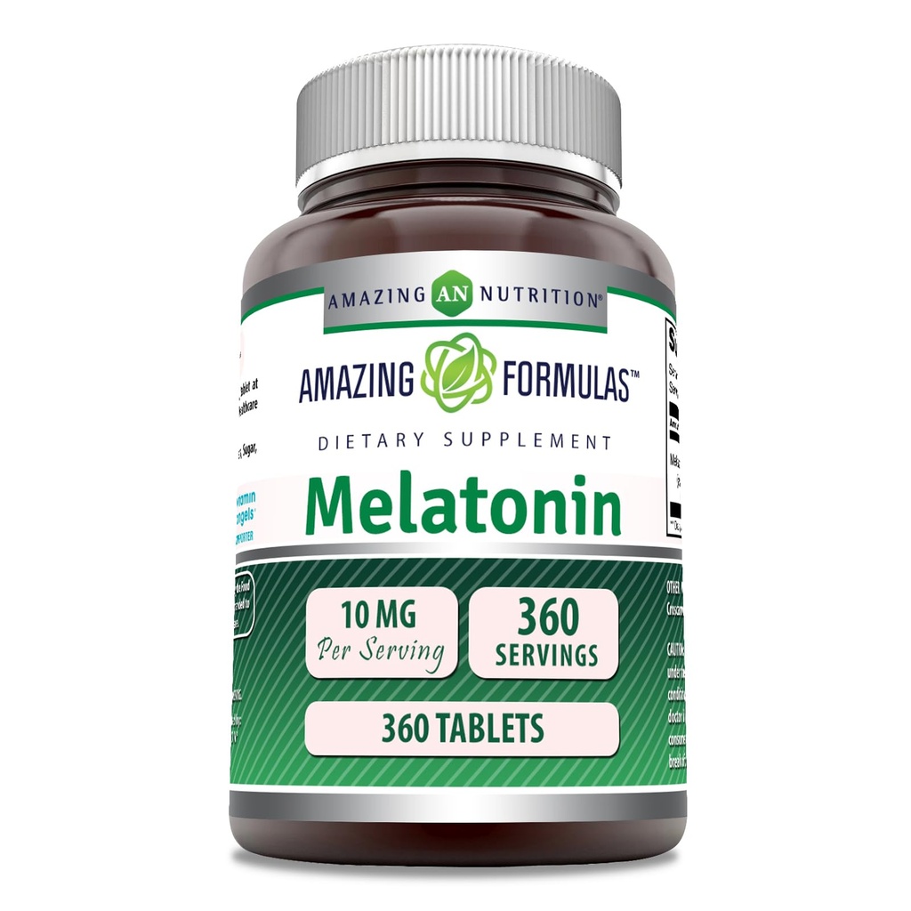 פורמולה מדהימה Melatonin תוסף | 10 Mg לכל שרת | 360 Tablet | Non-GMO | Gluten-Free | Made in USA