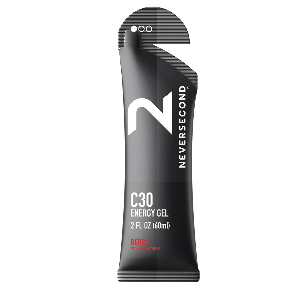 Never Second C30 Energy Gel, Performance Nutrition & Hydration, Never2 Energy Gel for Ultra Triathlons, Cycling & מרתון (Berry Flavor, 12-Count Pack)