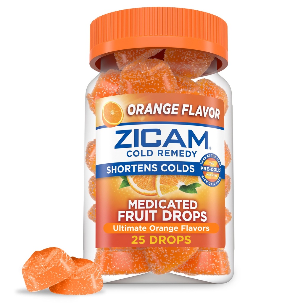 Zcam Cold Remedy Zinc Medicated פירות טיפות, Ultimate Orange, 25 Count (Pack of 1)