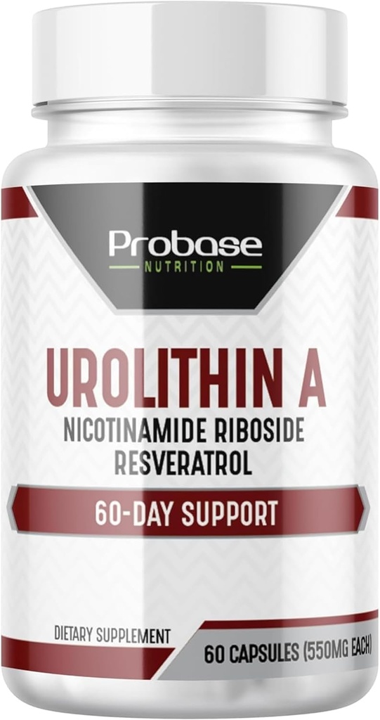 Probase Nutrition Urolithin A - עם תוספת NR ו Resveratrol - אלטרנטיבי NMN, NAD, CoQ10, PQQ עבור הזדקנות בריאה
