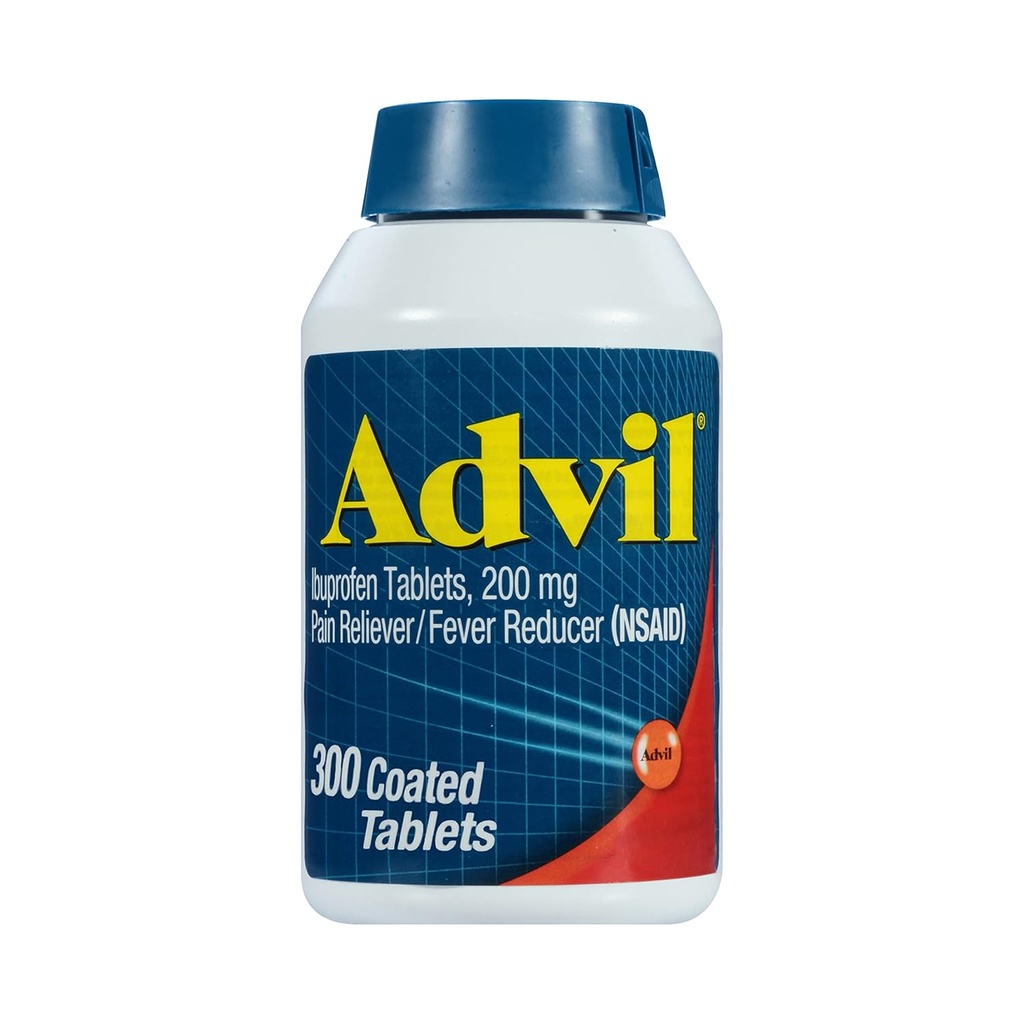 Advil Pain Reliever ו- Fever להפחית, טיפול בכאב עם Ibuprofen 200 מ"ג עבור כאבי ראש, כאבי גב, כאב חד סטריפי ו- Joint Pain Relief - 300 טבליות Coated