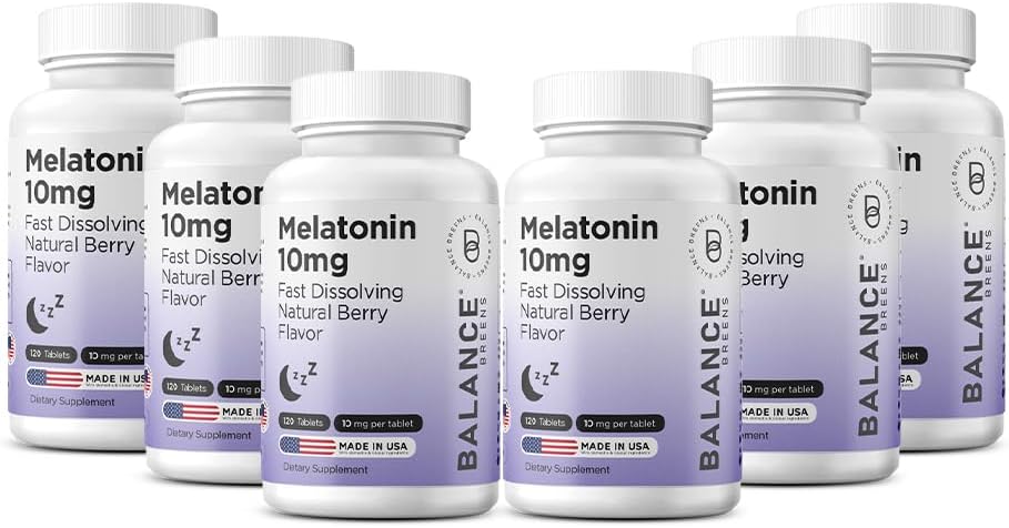 Balancebreens Melatonin 10mg Fast-Dissolve, 120 טבליות - Natural Sleep Aid for Restful Nights, Drug-Free Support forlaxation and Tranquility
