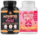 Angry Productout Bundle: Monster Girl N.O Nitric Oxide Booster 60ct + Creatine Complex Tablets 90ct 2 בקבוקי Total