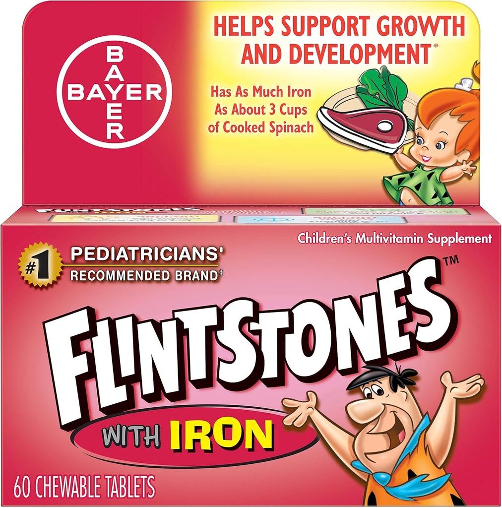 פלינטסטון ילדים של Multivitamin Plus Iron Chewable Tablet, 60-Count (Pack of 3)