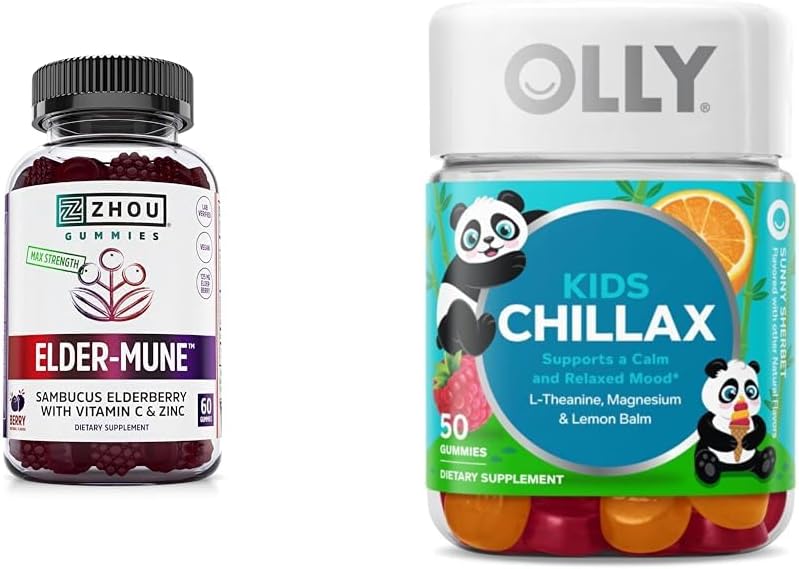 ג'ואו תזונה ישנה חניכיים 60 Count & OLLY Kids Magnesium Gummies 50 Count Immune & Calm Support