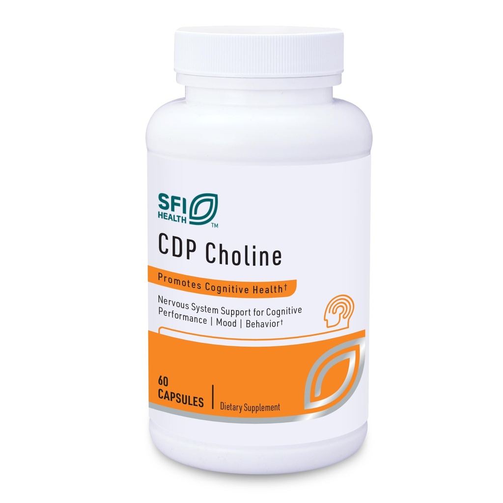 Klaire Labs SFI Health CDP Choline 250 מ"ג - תוספי Soy-Free Choline - Cognizin Citicoline כדי לעזור תמיכה זיכרון, Focus & Attention - Bioavailable Active Form, Hypoallergenic (60 קפסולות)