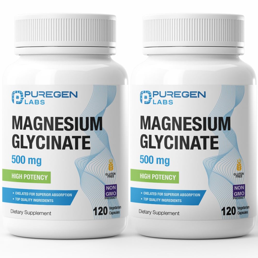 Magnesium Glycinate 500 מ"ג [High Potency] Veggie Caps, Chelated for Superior Absorption, non-GMO, no Gluten and Milk, תומך שריר, משותף, בריאות הלב | סך 240 קפסולות