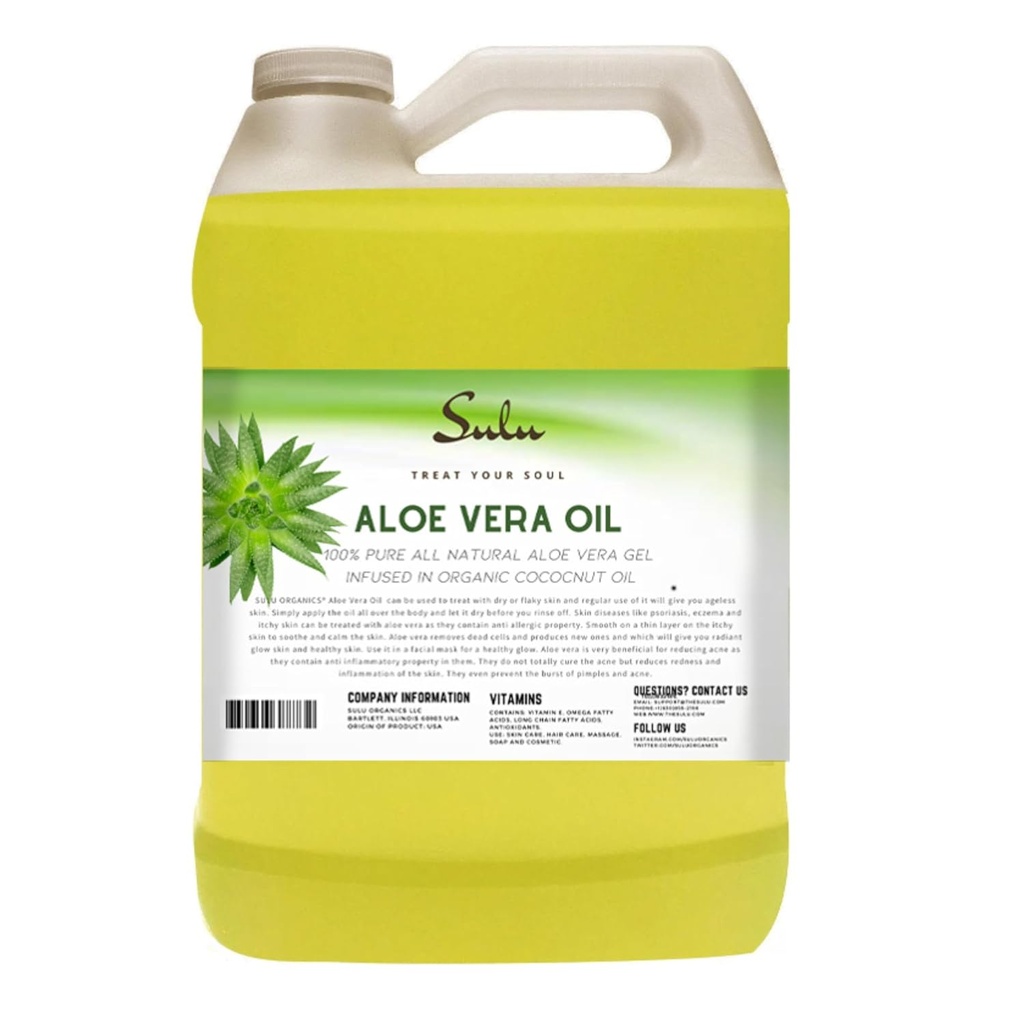 SULU OrganICS Pure Cold Pressed Unrefined Natural Aloe Vera Oil (64 oz)
