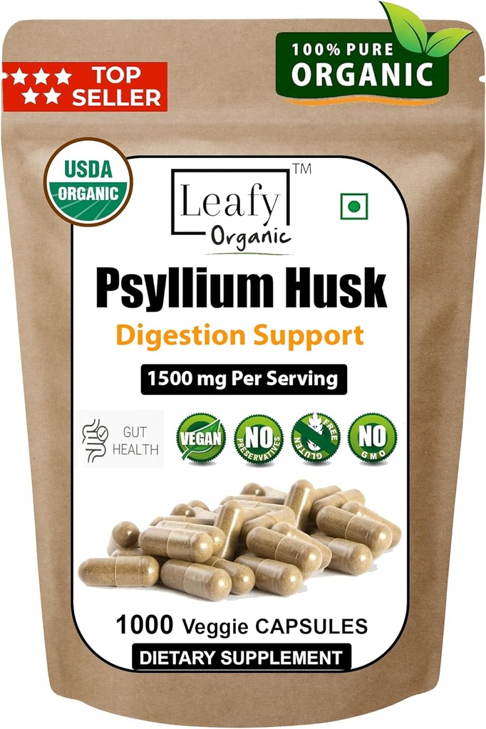 Psyllium Husk 1500 מ"ג Per לשרת, 1000 קפסולות - כוח כפול - תוספת Premium Psyllium סיבים - גדול עבור Digest ו סדירות - 100% טבעי Soluble סיבים