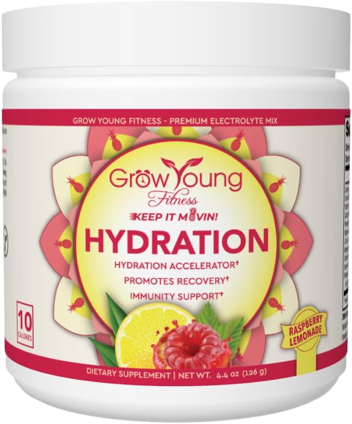Grow Young Fitness hydrotion אבקת - Raspberryade, Premium Electrolyte Mix for Proactive hydrotion, ויטמינים וסוכר חינם (1 Pack, 30 משרתים)